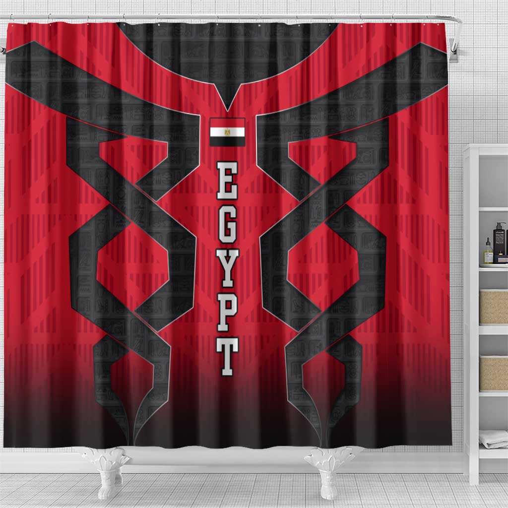 Egypt Flag Emblem Shower Curtain Red Black Bold Spirit - African Pride