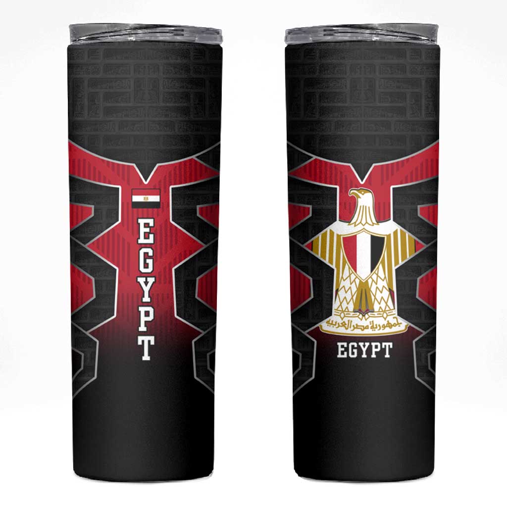 Egypt Flag Emblem Skinny Tumbler Red Black Bold Spirit - African Pride