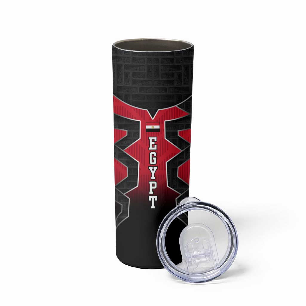 Egypt Flag Emblem Skinny Tumbler Red Black Bold Spirit - African Pride