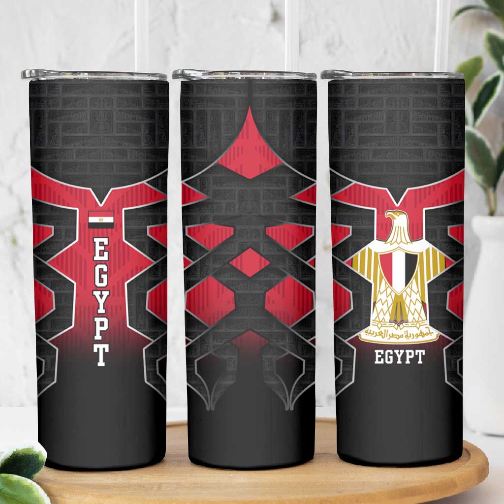Egypt Flag Emblem Skinny Tumbler Red Black Bold Spirit - African Pride