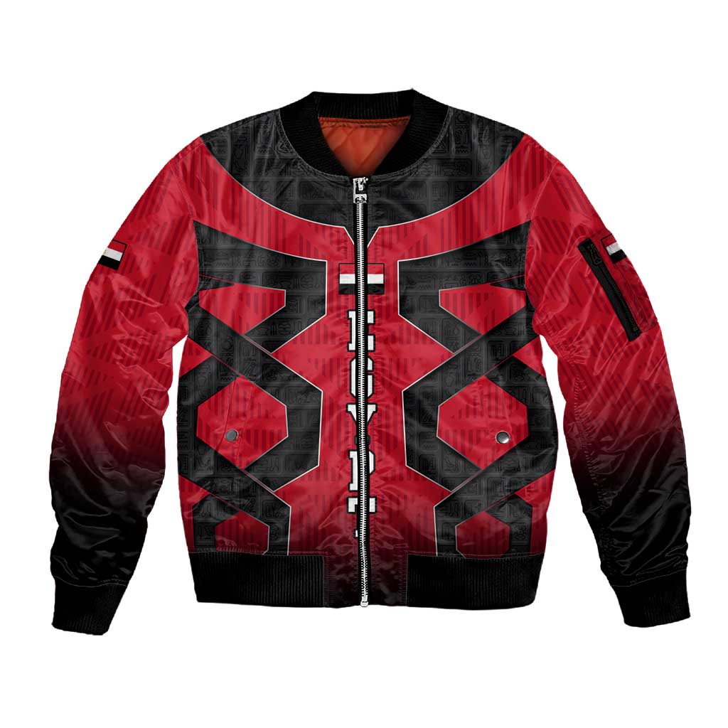 Egypt Flag Emblem Sleeve Zip Bomber Jacket Red Black Bold Spirit - African Pride