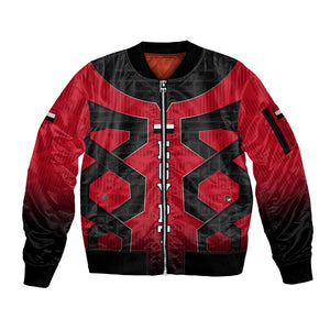 Egypt Flag Emblem Sleeve Zip Bomber Jacket Red Black Bold Spirit - African Pride