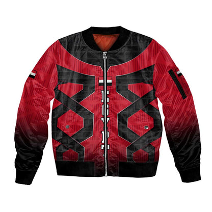 Egypt Flag Emblem Sleeve Zip Bomber Jacket Red Black Bold Spirit - African Pride