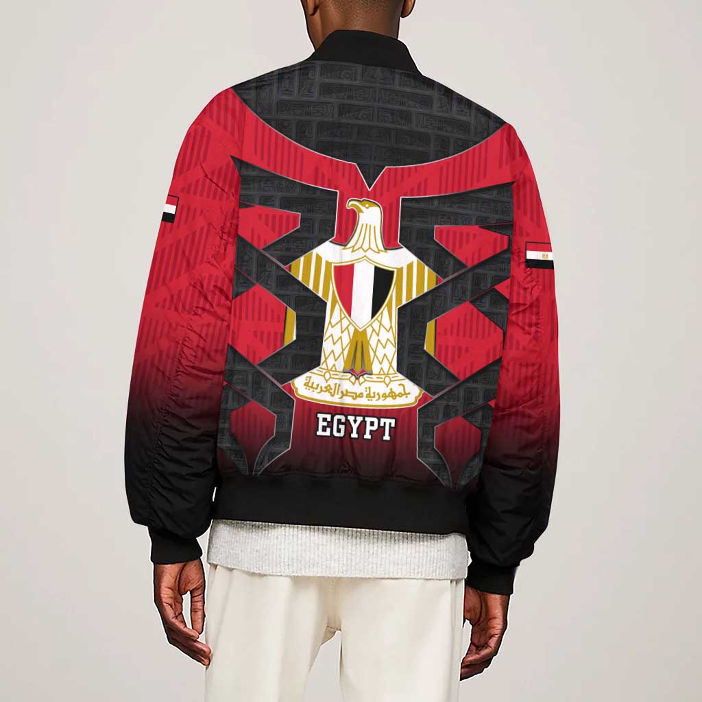 Egypt Flag Emblem Sleeve Zip Bomber Jacket Red Black Bold Spirit - African Pride