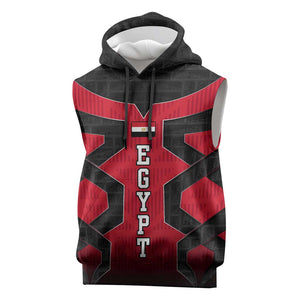 Egypt Flag Emblem Sleeveless Hoodie Red Black Bold Spirit - African Pride