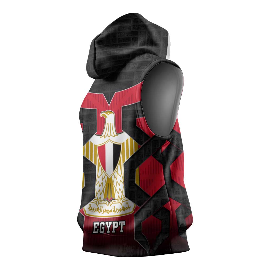 Egypt Flag Emblem Sleeveless Hoodie Red Black Bold Spirit - African Pride