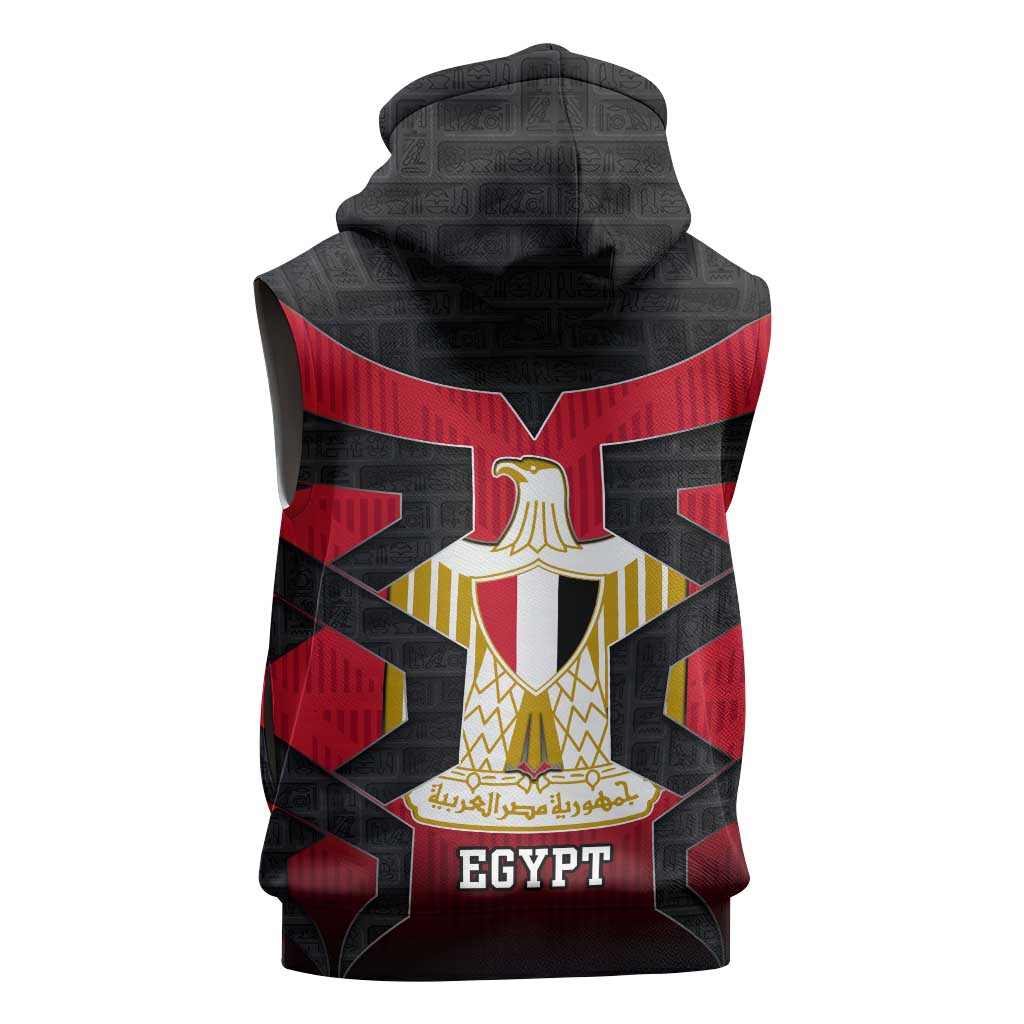 Egypt Flag Emblem Sleeveless Zip Hoodie Red Black Bold Spirit - African Pride