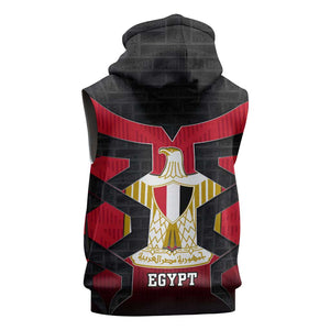 Egypt Flag Emblem Sleeveless Zip Hoodie Red Black Bold Spirit - African Pride