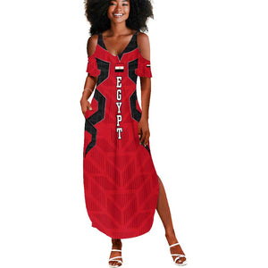 Egypt Flag Emblem Summer Maxi Dress Red Black Bold Spirit - African Pride