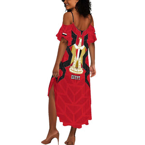 Egypt Flag Emblem Summer Maxi Dress Red Black Bold Spirit - African Pride