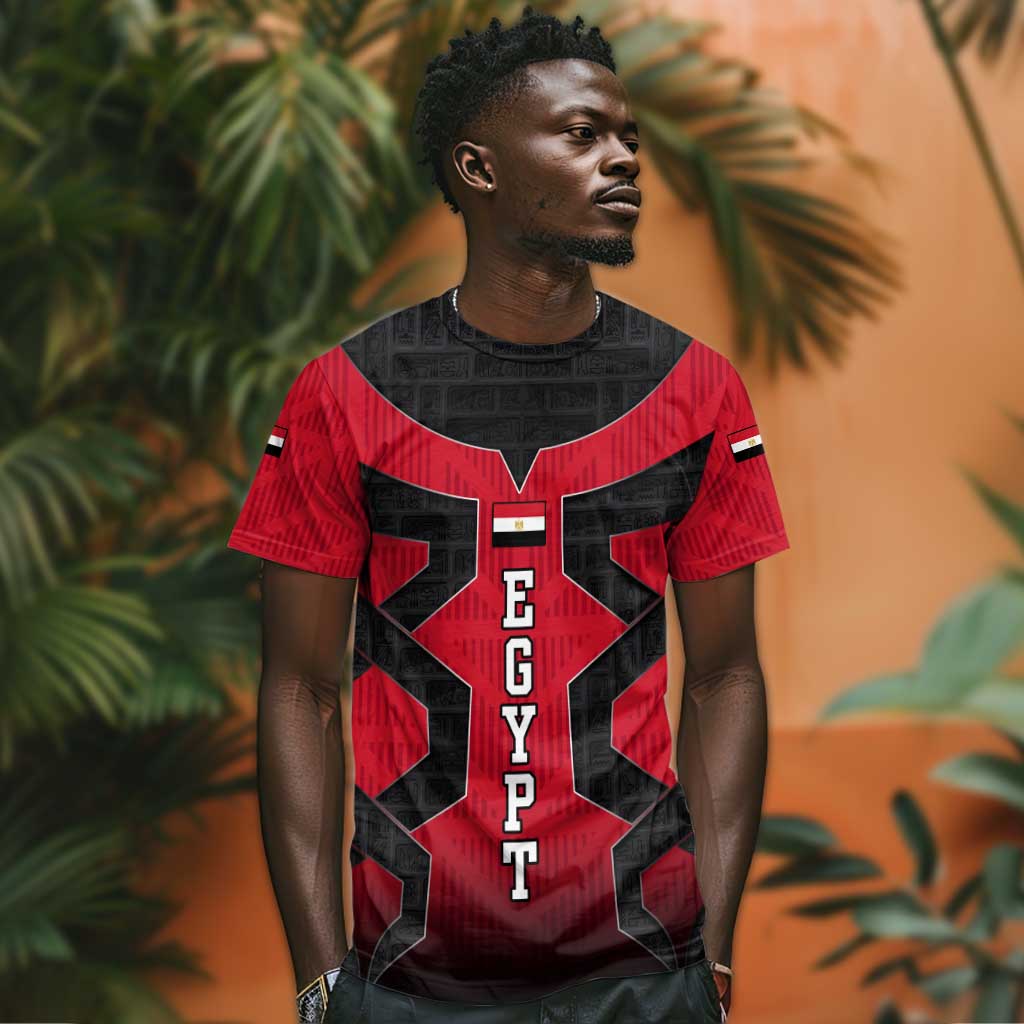 Egypt Flag Emblem T shirt Red Black Bold Spirit - African Pride