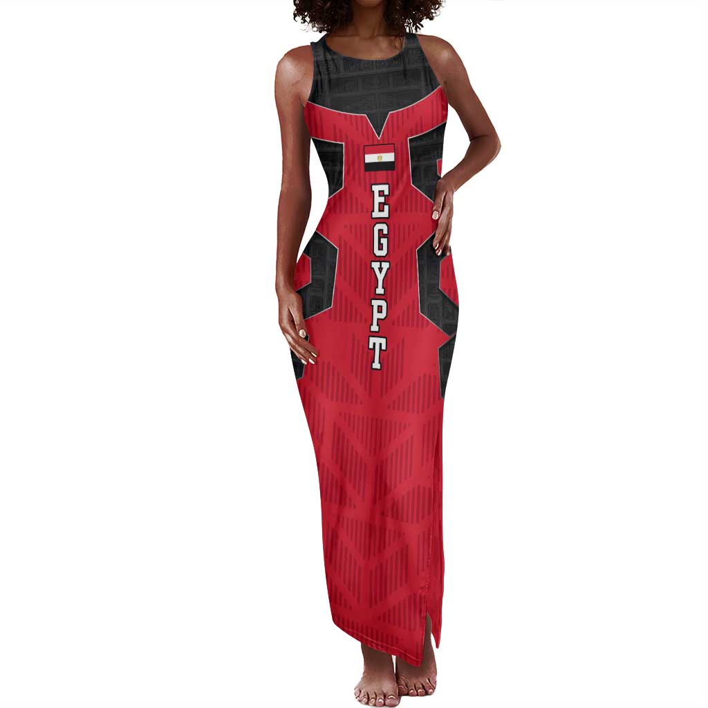 Egypt Flag Emblem Tank Maxi Dress Red Black Bold Spirit - African Pride