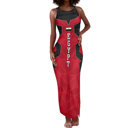 Egypt Flag Emblem Tank Maxi Dress Red Black Bold Spirit - African Pride