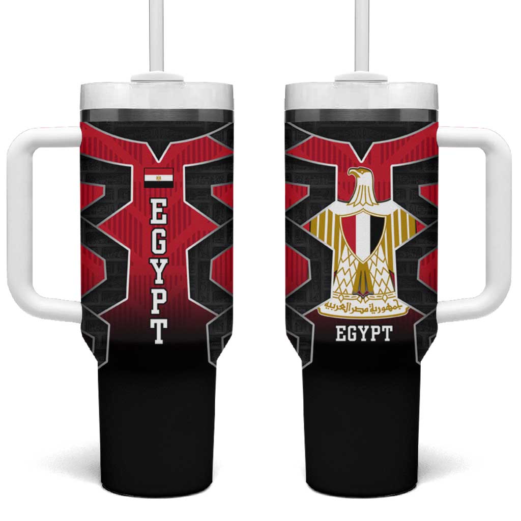 Egypt Flag Emblem Tumbler With Handle Red Black Bold Spirit - African Pride