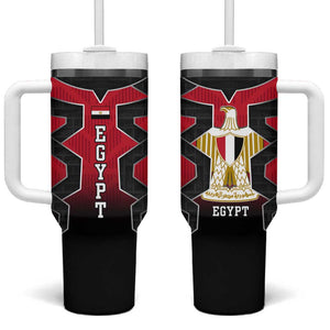 Egypt Flag Emblem Tumbler With Handle Red Black Bold Spirit - African Pride