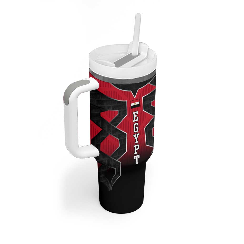 Egypt Flag Emblem Tumbler With Handle Red Black Bold Spirit - African Pride