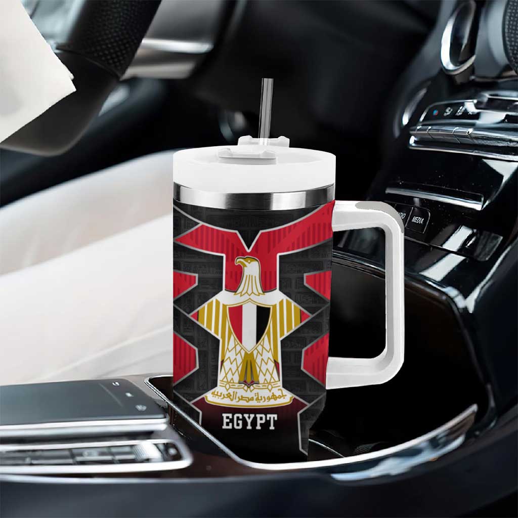 Egypt Flag Emblem Tumbler With Handle Red Black Bold Spirit - African Pride