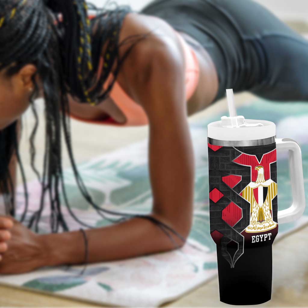 Egypt Flag Emblem Tumbler With Handle Red Black Bold Spirit - African Pride