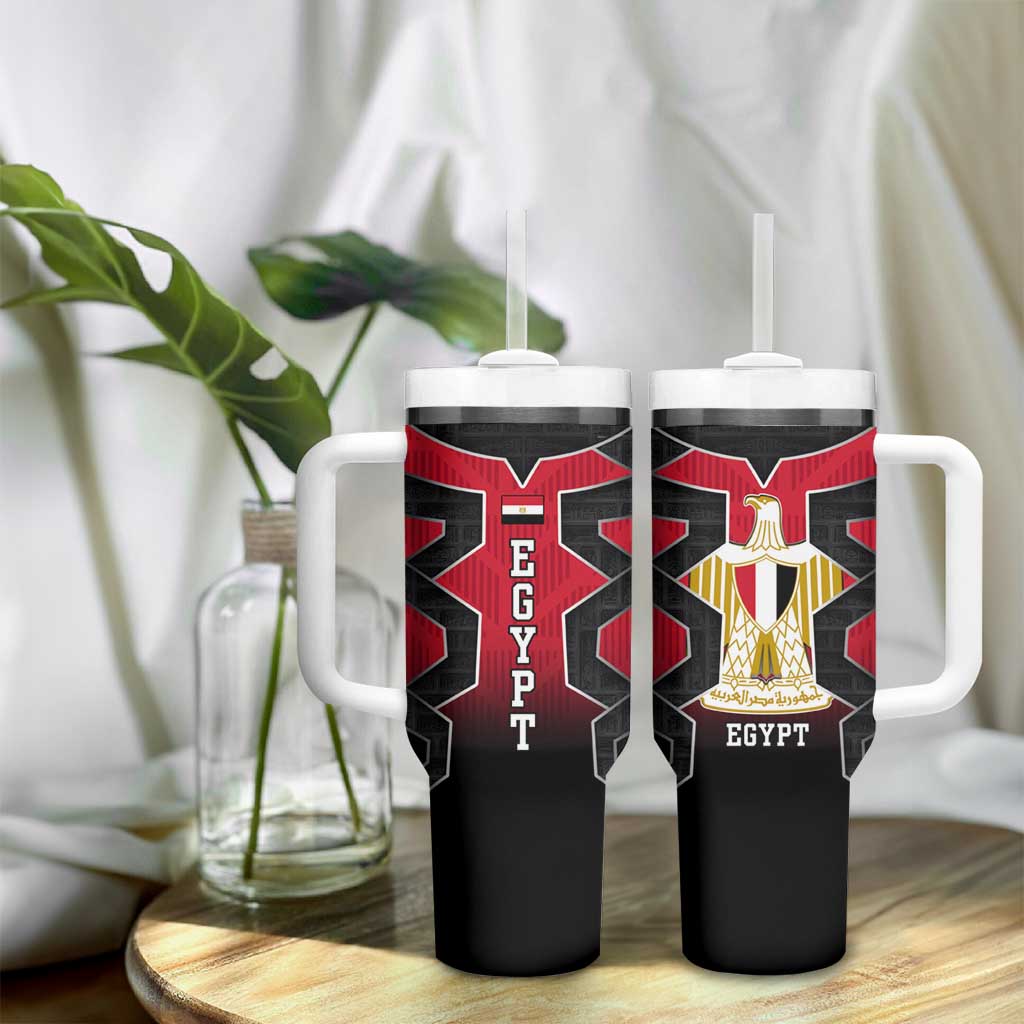 Egypt Flag Emblem Tumbler With Handle Red Black Bold Spirit - African Pride