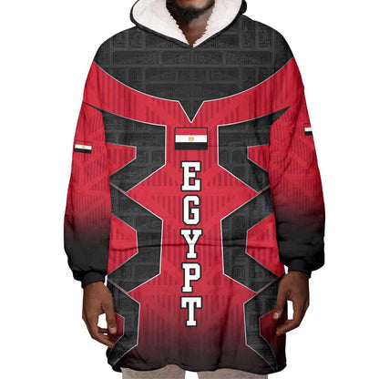 Egypt Flag Emblem Wearable Blanket Hoodie Red Black Bold Spirit - African Pride