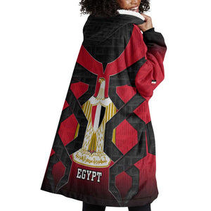 Egypt Flag Emblem Wearable Blanket Hoodie Red Black Bold Spirit - African Pride