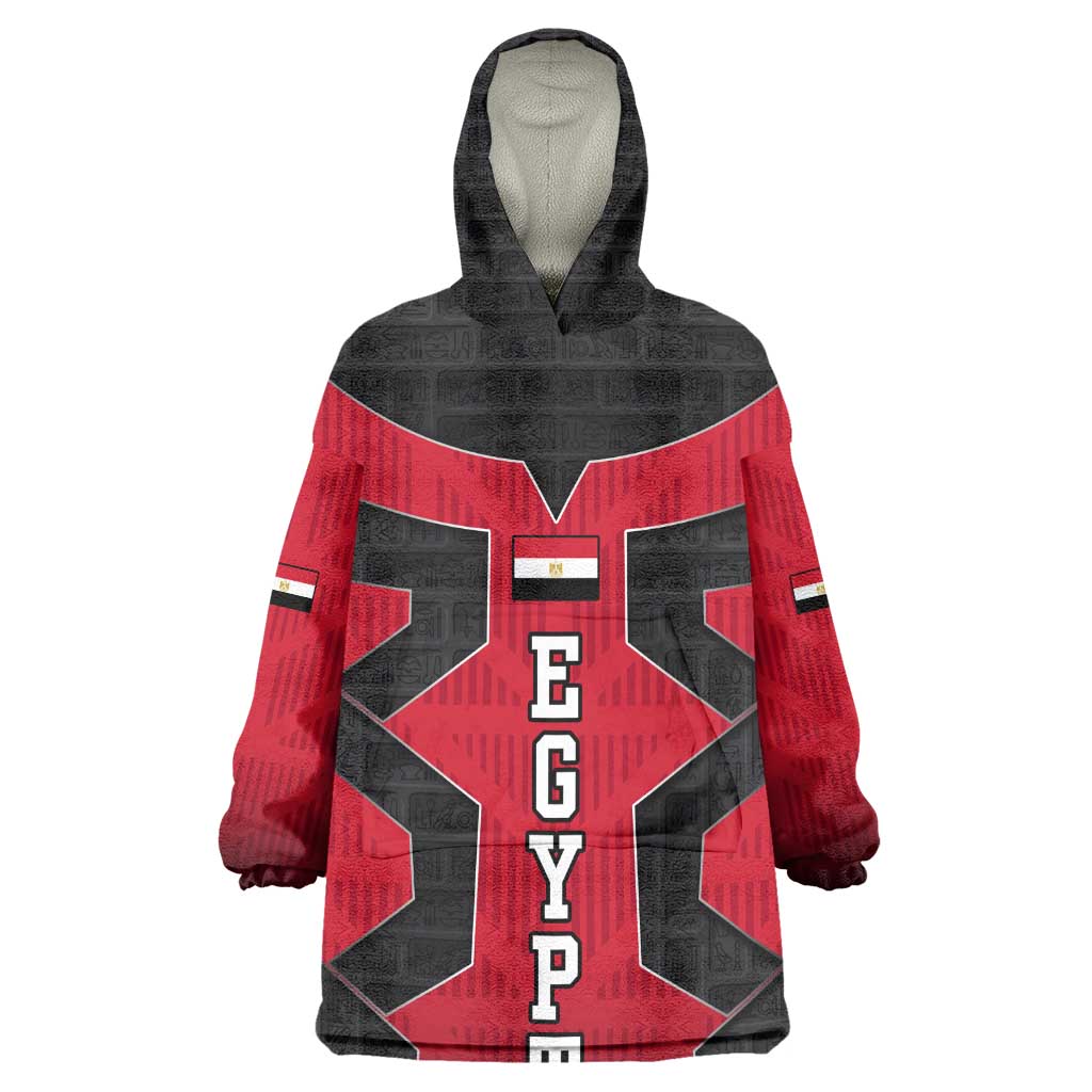 Egypt Flag Emblem Wearable Blanket Hoodie Red Black Bold Spirit - African Pride