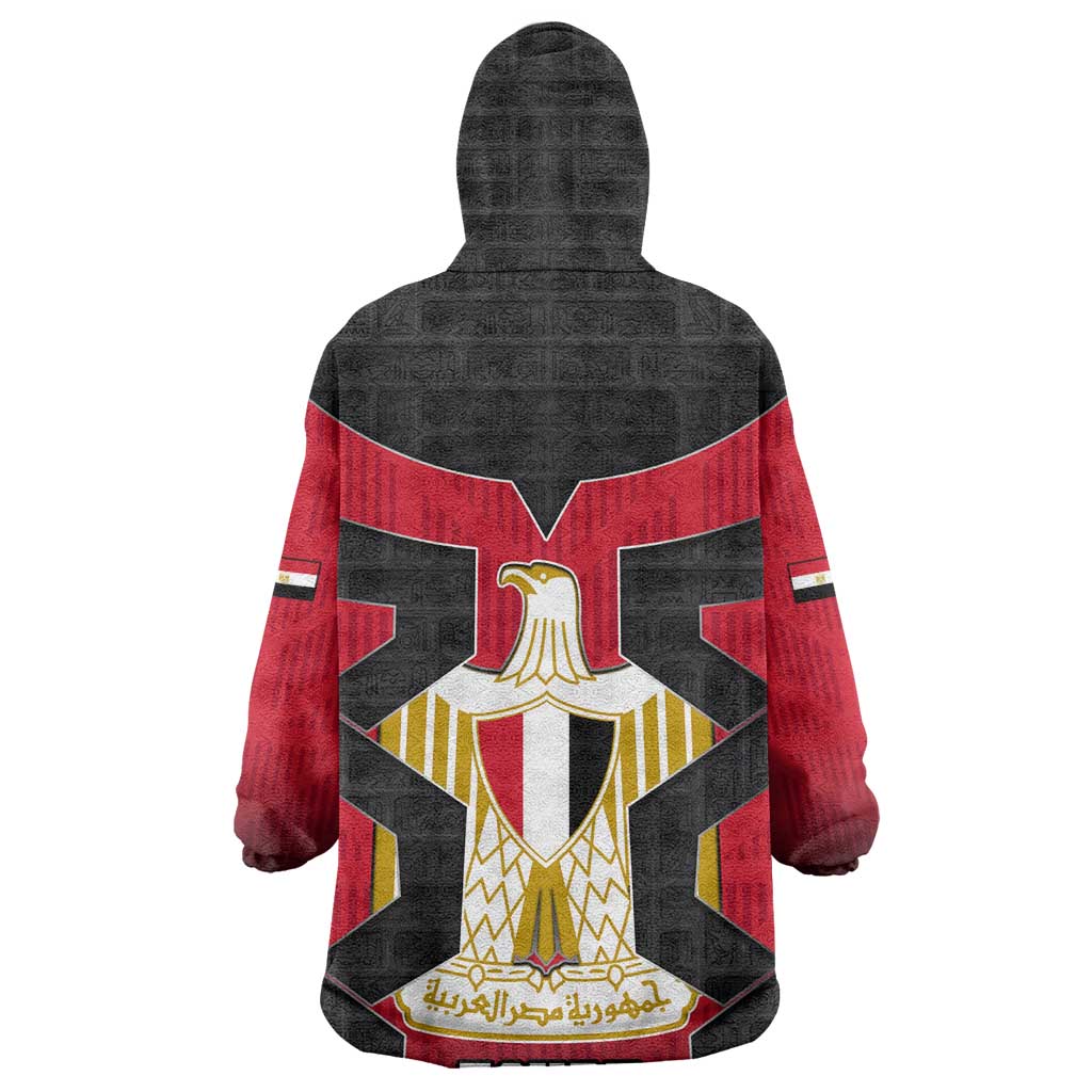 Egypt Flag Emblem Wearable Blanket Hoodie Red Black Bold Spirit - African Pride