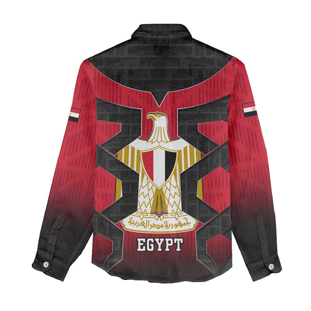 Egypt Flag Emblem Women Casual Shirt Red Black Bold Spirit - African Pride
