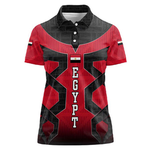 Egypt Flag Emblem Women Polo Shirt Red Black Bold Spirit - African Pride