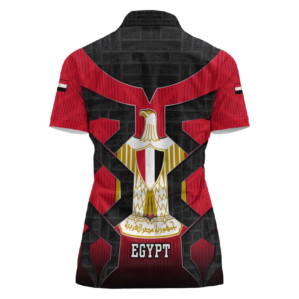 Egypt Flag Emblem Women Polo Shirt Red Black Bold Spirit - African Pride