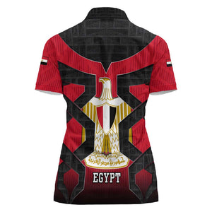 Egypt Flag Emblem Women Polo Shirt Red Black Bold Spirit - African Pride