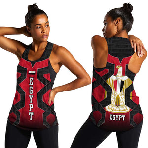 Egypt Flag Emblem Women Racerback Tank Red Black Bold Spirit - African Pride
