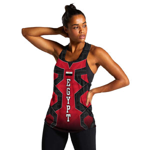 Egypt Flag Emblem Women Racerback Tank Red Black Bold Spirit - African Pride