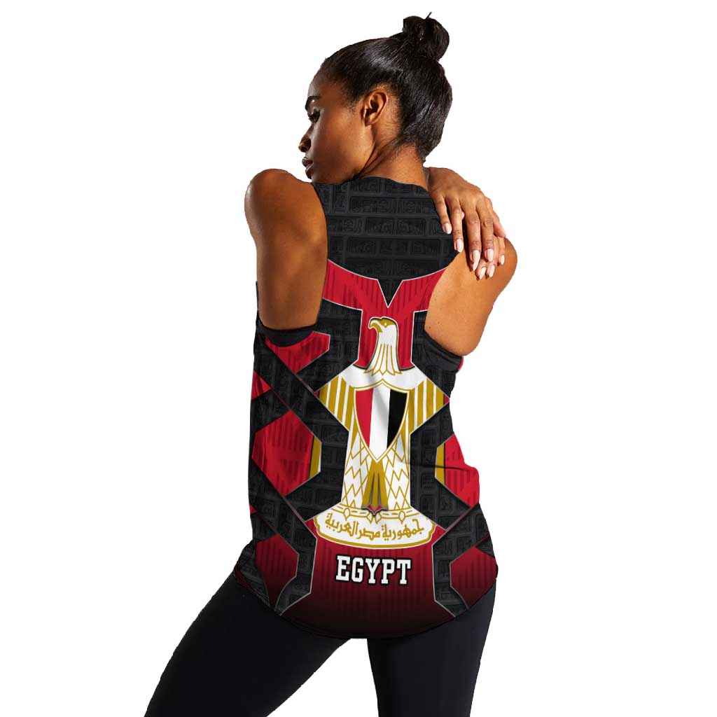 Egypt Flag Emblem Women Racerback Tank Red Black Bold Spirit - African Pride