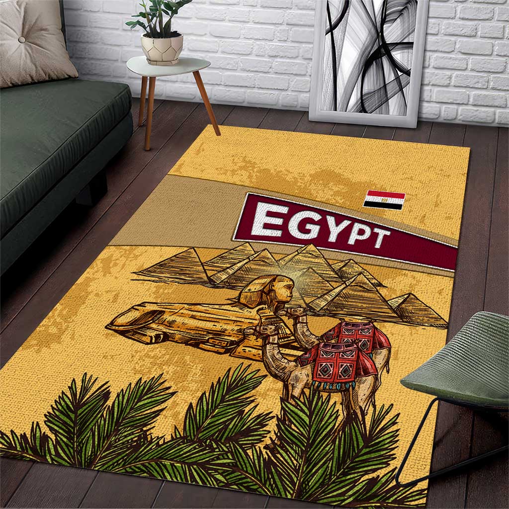 Egyptian Pyramids and Anubis Area Rug Camel Caravan Desert - African Pride
