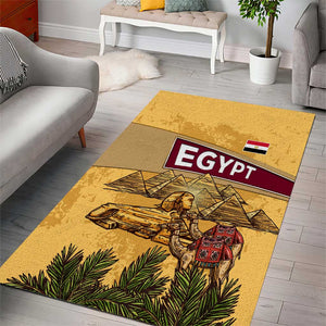 Egyptian Pyramids and Anubis Area Rug Camel Caravan Desert - African Pride