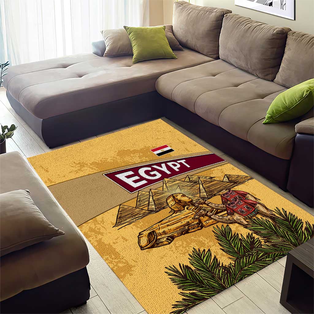 Egyptian Pyramids and Anubis Area Rug Camel Caravan Desert - African Pride