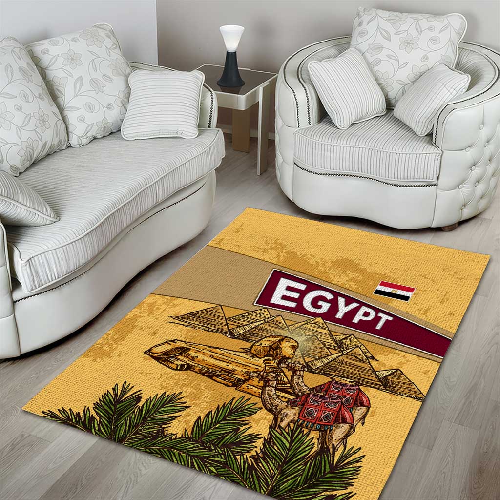 Egyptian Pyramids and Anubis Area Rug Camel Caravan Desert - African Pride