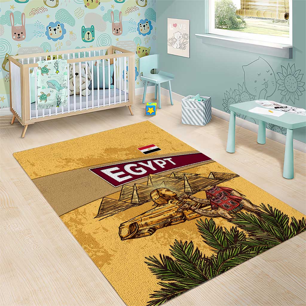 Egyptian Pyramids and Anubis Area Rug Camel Caravan Desert - African Pride