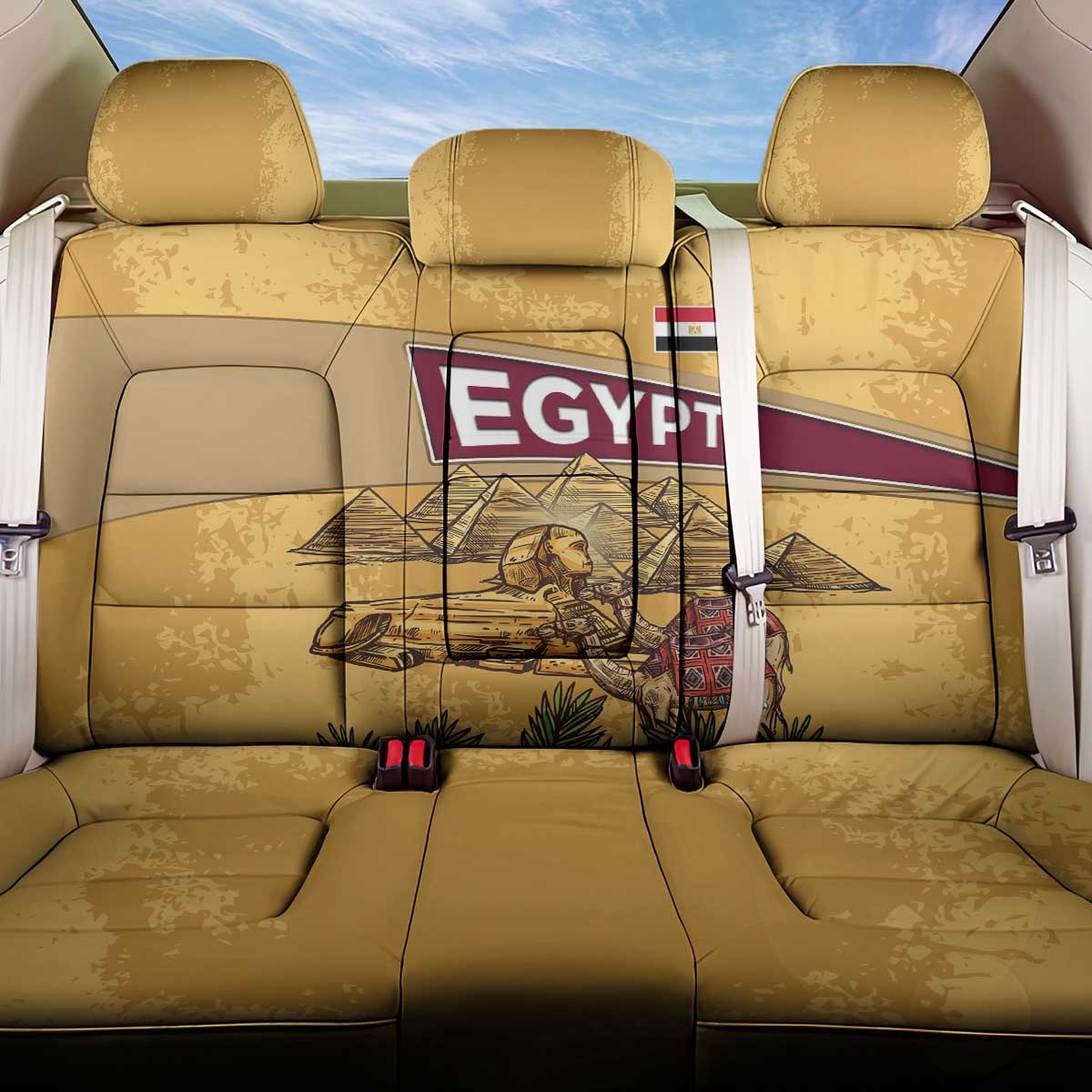 Egyptian Pyramids and Anubis Back Car Seat Cover Camel Caravan Desert - African Pride