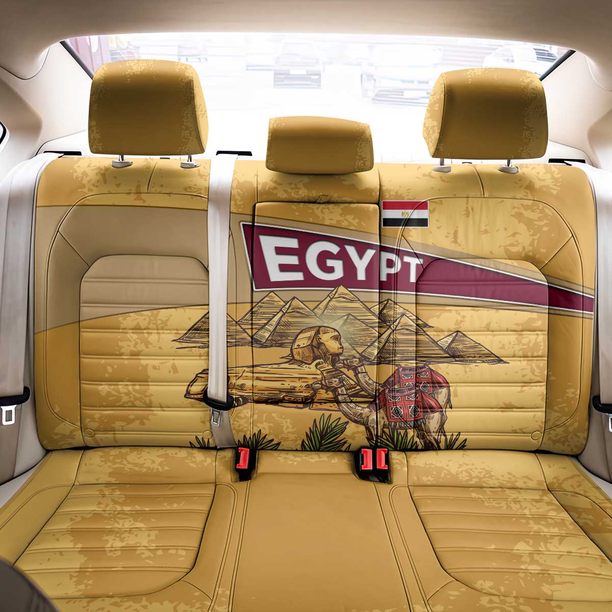Egyptian Pyramids and Anubis Back Car Seat Cover Camel Caravan Desert - African Pride