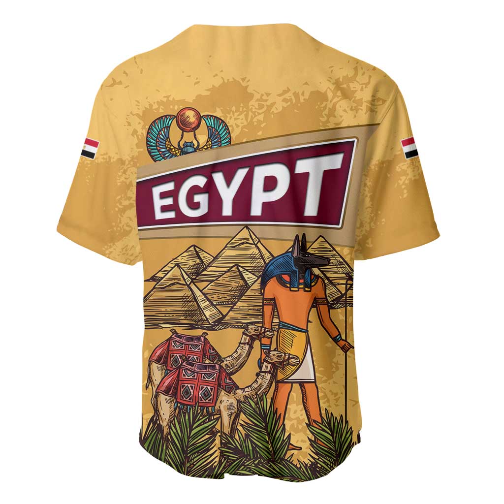 Egyptian Pyramids and Anubis Baseball Jersey Camel Caravan Desert - African Pride