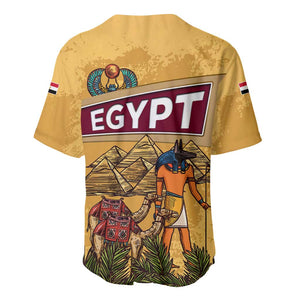 Egyptian Pyramids and Anubis Baseball Jersey Camel Caravan Desert - African Pride
