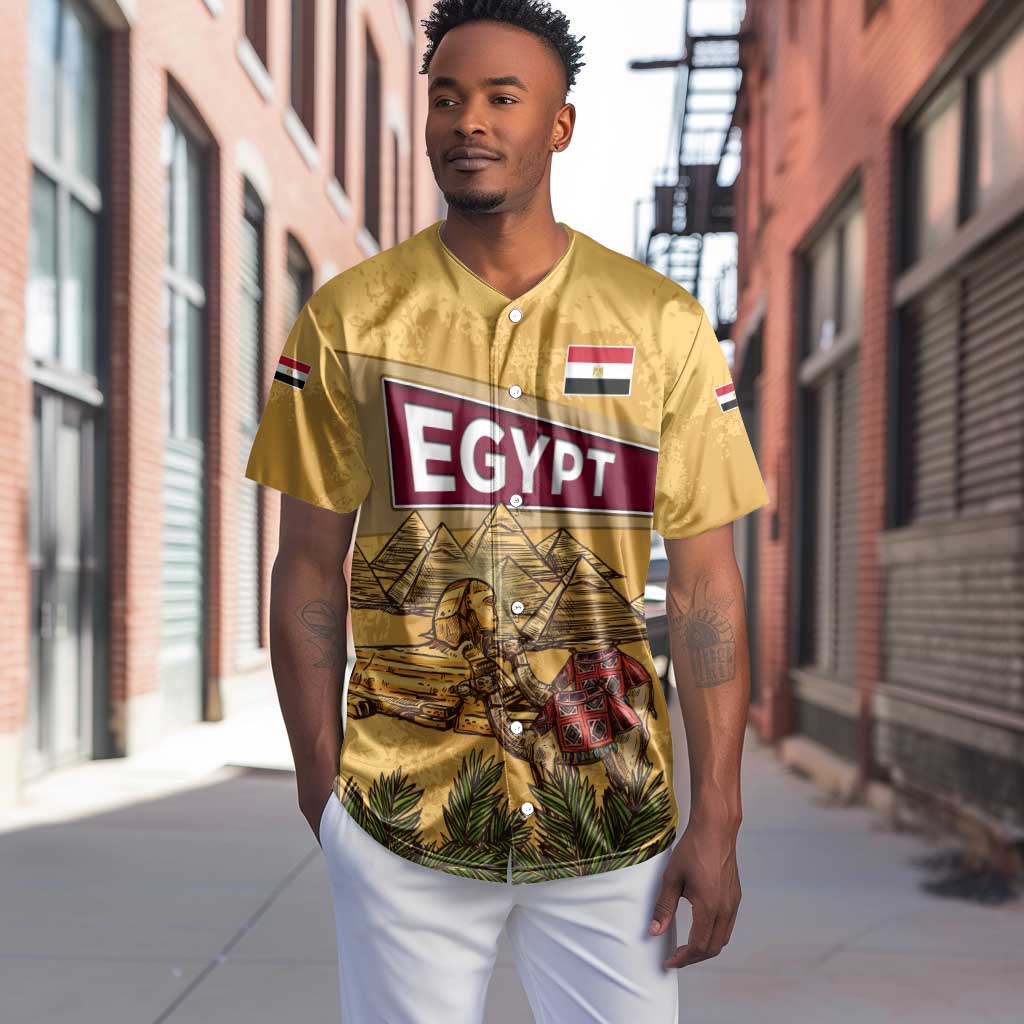 Egyptian Pyramids and Anubis Baseball Jersey Camel Caravan Desert - African Pride