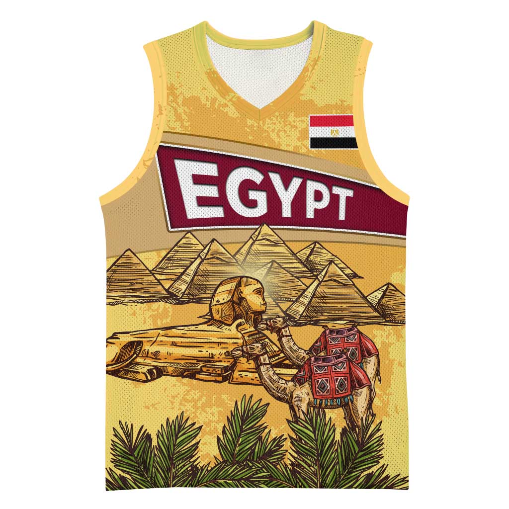 Egyptian Pyramids and Anubis Basketball Jersey Camel Caravan Desert - African Pride