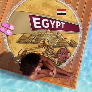 Egyptian Pyramids and Anubis Beach Blanket Camel Caravan Desert - African Pride