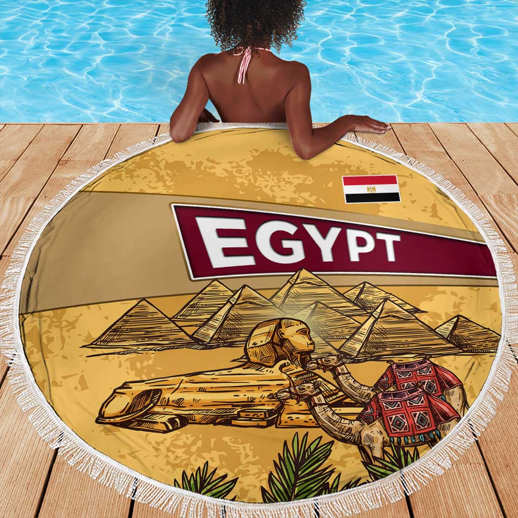 Egyptian Pyramids and Anubis Beach Blanket Camel Caravan Desert - African Pride