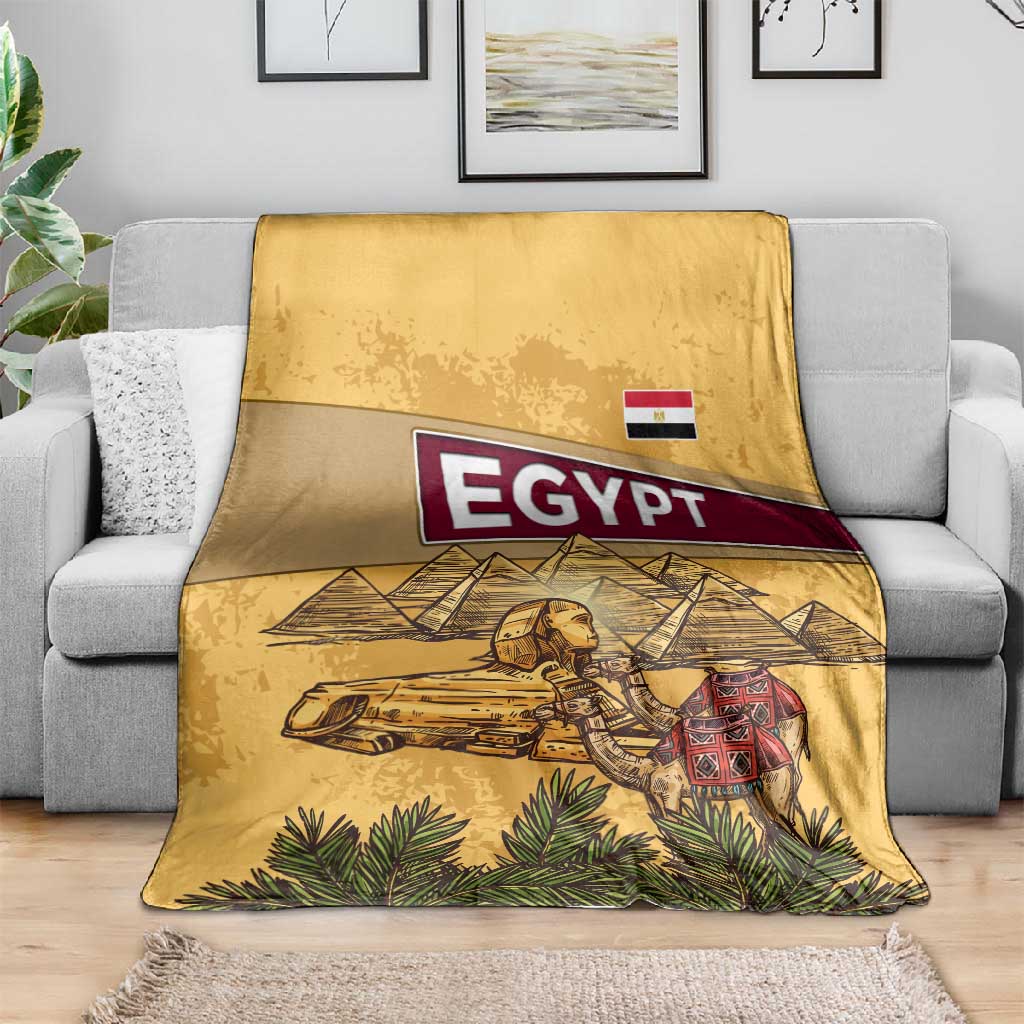 Egyptian Pyramids and Anubis Blanket Camel Caravan Desert - African Pride