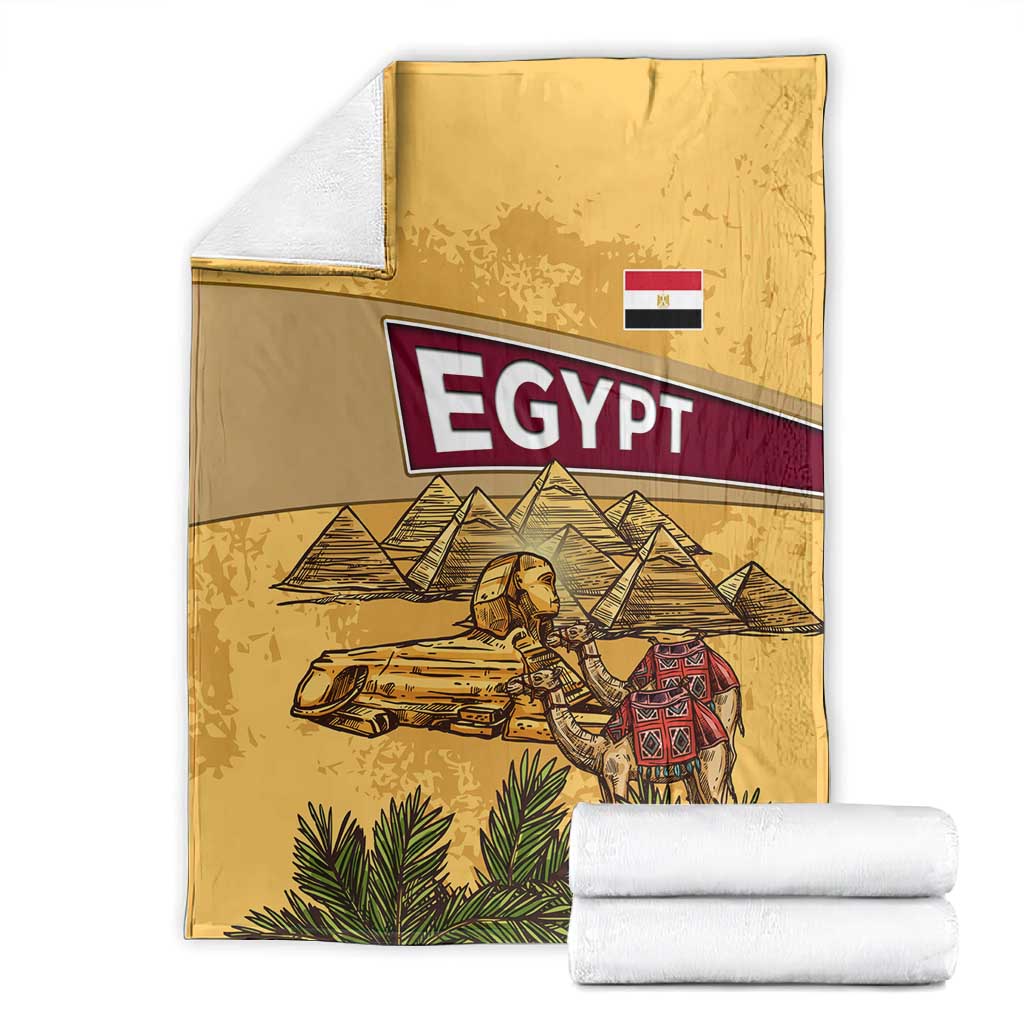 Egyptian Pyramids and Anubis Blanket Camel Caravan Desert - African Pride
