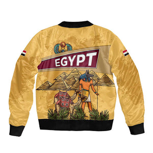 Egyptian Pyramids and Anubis Bomber Jacket Camel Caravan Desert - African Pride